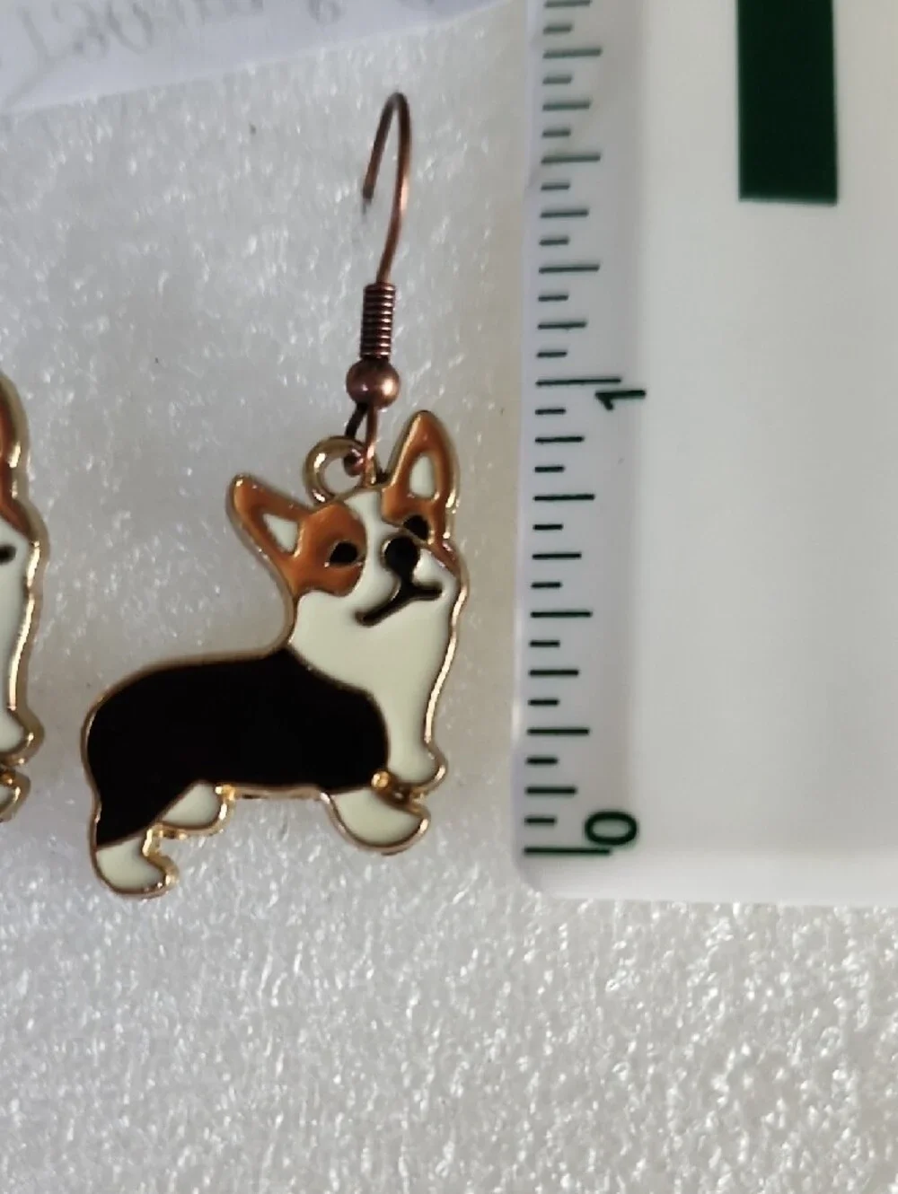 Hand Crafted Corgi Drop Earrings - Black, White & Brown